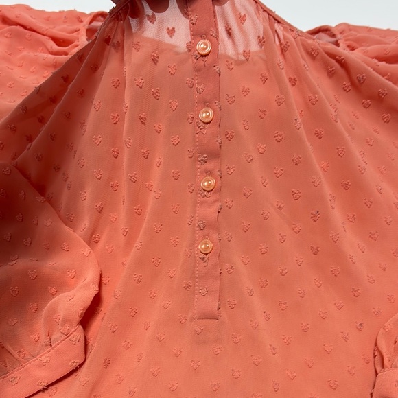 LC Lauren Conrad Pink Ruffled 3/4 Sleeve Blouse - Picture 3 of 3